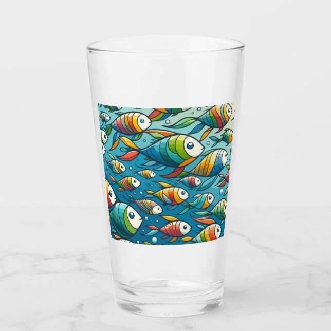 Colorful underwater fish art glass (Front)
