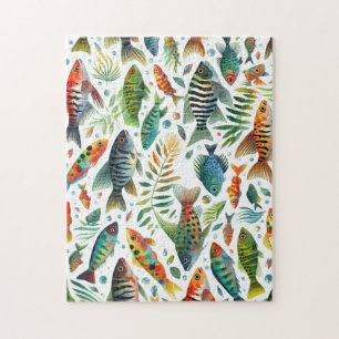 Colorful underwater fish art jigsaw puzzle