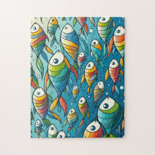 Colorful underwater fish art jigsaw puzzle