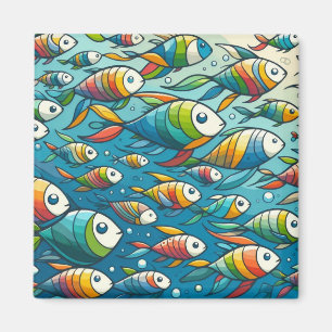 Colorful underwater fish art magnet