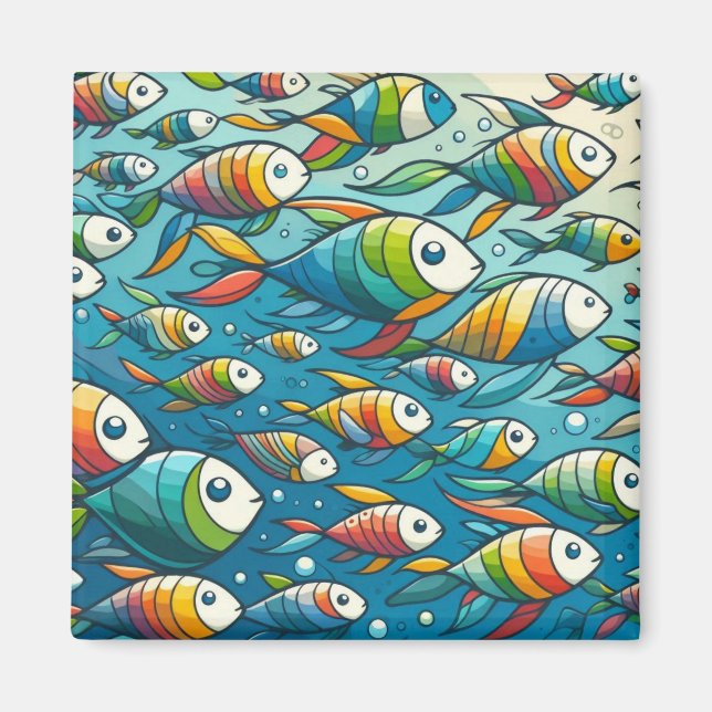 Colorful underwater fish art magnet (Front)