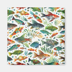 Colorful underwater fish art magnet