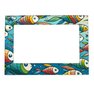 Colorful underwater fish art magnetic frame