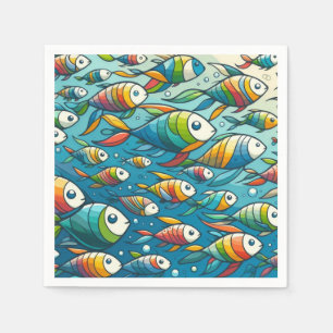 Colorful underwater fish art napkins
