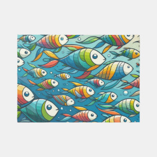 Colorful underwater fish art outdoor rug
