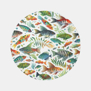 Colorful underwater fish art outdoor rug