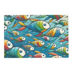 Colorful underwater fish art placemat