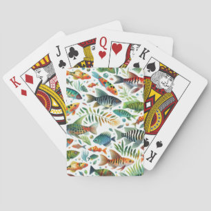 Colorful underwater fish art poker cards