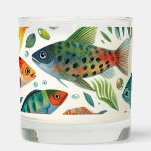 Colorful underwater fish art scented candle
