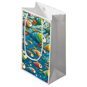 Colorful underwater fish art small gift bag