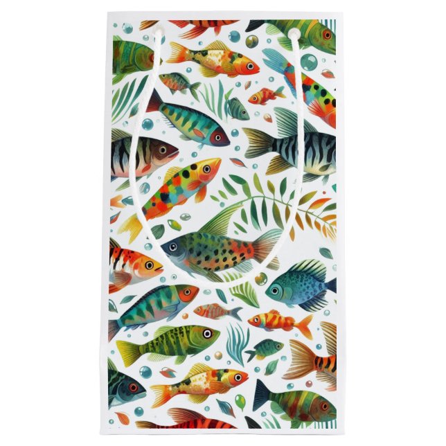 Colorful underwater fish art small gift bag (Front)