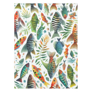 Colorful underwater fish art tablecloth