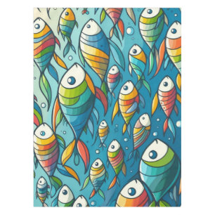 Colorful underwater fish art tablecloth