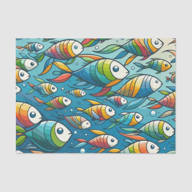 Colorful underwater fish art tissue paper (Front)