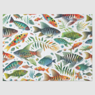 Colorful underwater fish art tissue paper