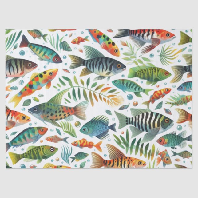 Colorful underwater fish art tissue paper (Front)