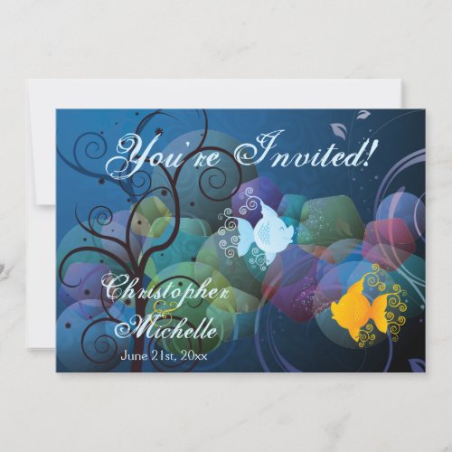 Colorful Underwater Fish Beach Wedding Invitation