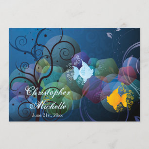 Colorful Underwater Fish Couple Wedding Invitation