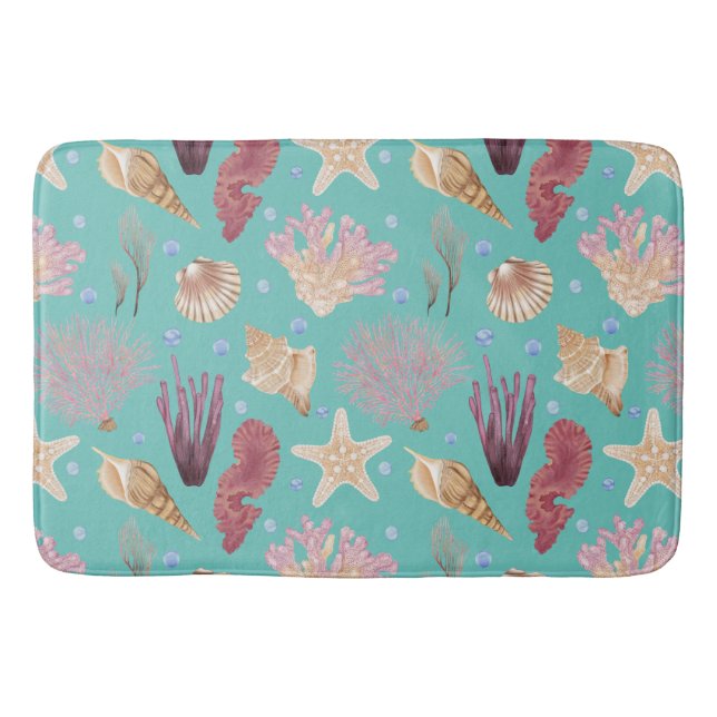 Colorful Underwater Life Pattern Bath Mat (Front)