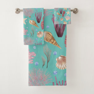 Colorful Underwater Life Pattern Bath Towel Set