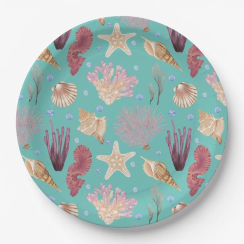 Colorful Underwater Life Pattern Paper Plates