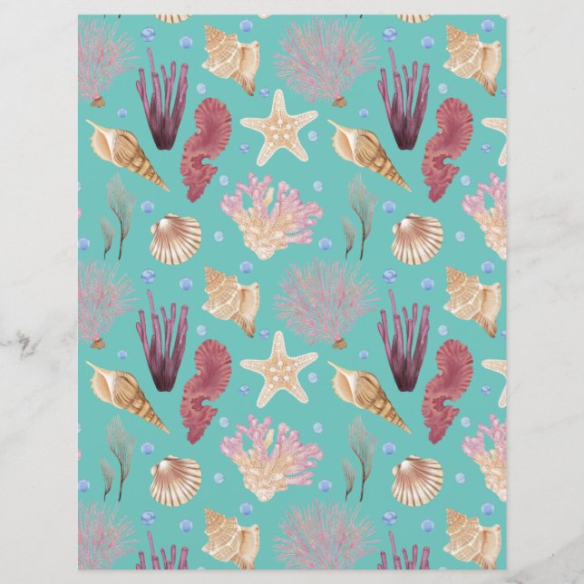 Colorful Underwater Life Pattern Scrapbook Paper (Front)