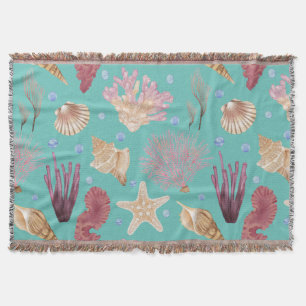 Colorful Underwater Life Pattern Throw Blanket