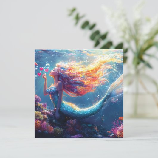 Colorful Underwater Mermaid Illustration  (Standing Front)