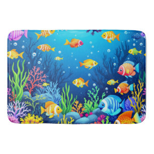 Colorful Underwater Scene Bath Mat