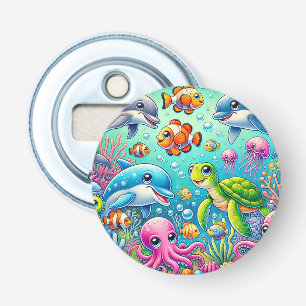 Colorful Underwater Scene Featuring Playful Sea Bottle Opener