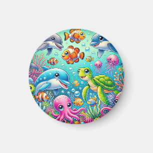 Colorful Underwater Scene Featuring Playful Sea Magnet