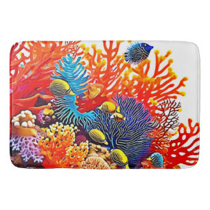 Colorful Underwater Sea Life Design Bath Mat