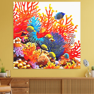 Colorful Underwater Sea Life Design  Canvas Print