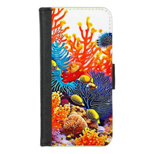 Colorful Underwater Sea Life Design iPhone 8/7 Wallet Case