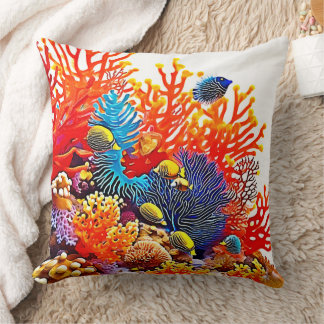 Colorful Underwater Sea Life Design  Throw Pillow