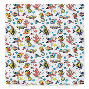 Colorful Underwater Sea Life Pattern Bandana