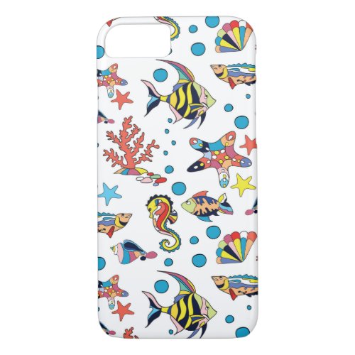 Colorful Underwater Sea Life Pattern iPhone 87 Case