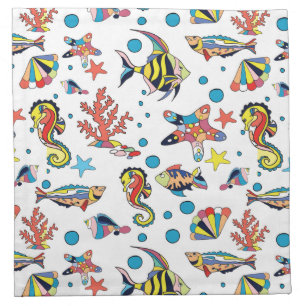 Colorful Underwater Sea Life Pattern Cloth Napkin