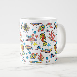 Colorful Underwater Sea Life Pattern Giant Coffee Mug