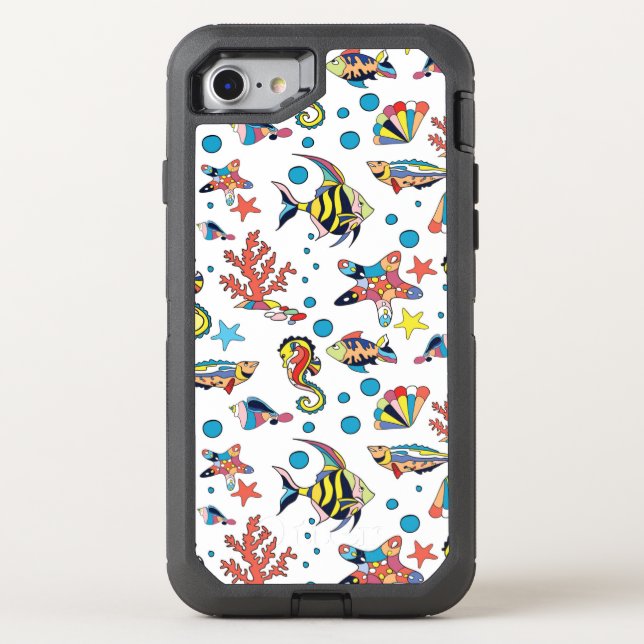 Colorful Underwater Sea Life Pattern Otterbox iPhone Case (Back)