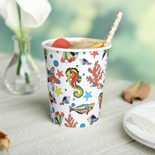 Colorful Underwater Sea Life Pattern Paper Cups