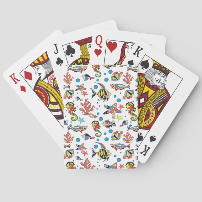 Colorful Underwater Sea Life Pattern Poker Cards (Back)