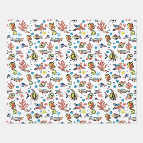 Colorful Underwater Sea Life Pattern Rug