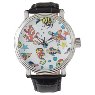 Colorful Underwater Sea Life Pattern Watch