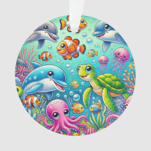 Colorful Underwater Sea Life Scene 🌊🐠✨ Ornament