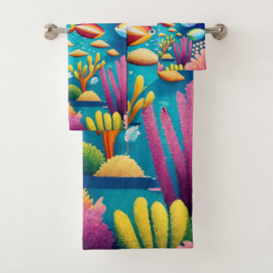 Colorful Underwater Under the Rainbow Bath Towel Set