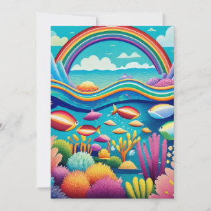 Colorful Underwater Under the Rainbow Holiday Card