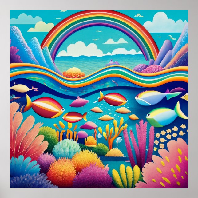 Colorful Underwater Under the Rainbow Poster (Front)
