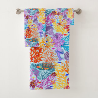 Colorful Underwater World Bath Towel Set