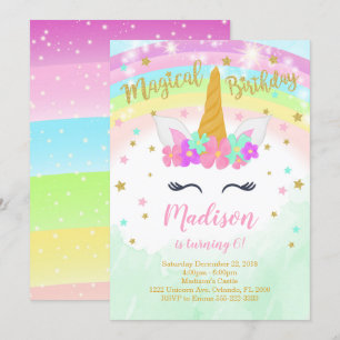 Colorful Unicorn Birthday Invitation